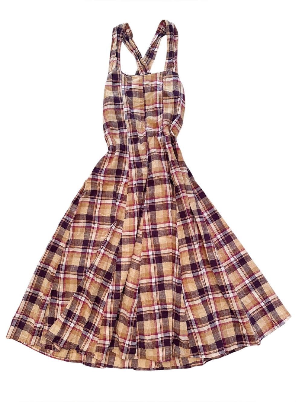 Daughters of India Lalika Dress Clove Plaid Cotton Medium